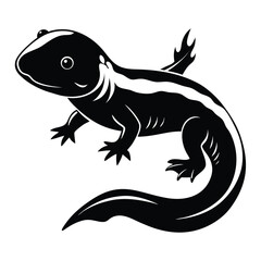 Monochrome Axolotl Illustration Striking Graphic Design with a Playful Amphibian Isolated for Creative Projects