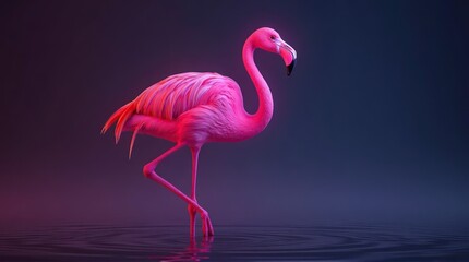 Fototapeta premium Pink Flamingo Standing in Water