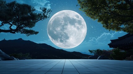 Naklejka premium Moon Pilgrims praying under the light of the moon, embracing the sacredness of the night.