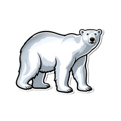 Polar Bear Facing Right in Sticker Style

