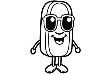 Cute 3d kawaii popsicle character with sunglasses smiling