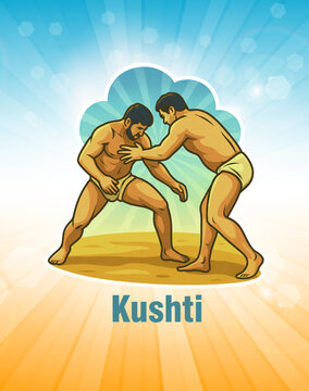 Traditional Kushti wrestling in Kolhapur, Maharashtra &ndash; Indian pehlwan sport in akhara.