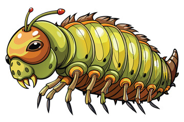 Colorful and Detailed Cartoon Illustration of a Millipede Featuring Striking Design and Vibrant Colors