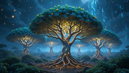 Lumen Grove - AI-Generated Cybernetic Forest for Fantasy & Sci-Fi Worlds  