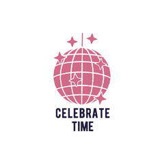 Celebrate Time logo. Simple Celebrate Time logo for party service, event brand, fun product label or music celebration design. Vector illustration.