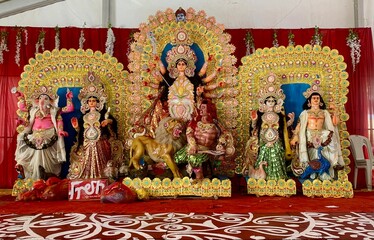 Durga idol, puja pandal, Durga puja