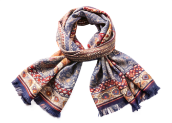  elegant patterned scarf fashion item isolated on white background PNG , AI GENERATED