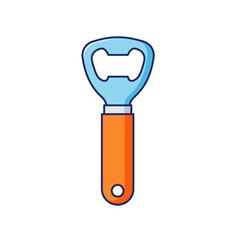 Cartoon Illustration of a Light Blue Bottle Opener with an Orange Handle
