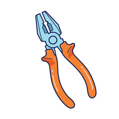 Cartoon illustration of blue and orange combination pliers tool