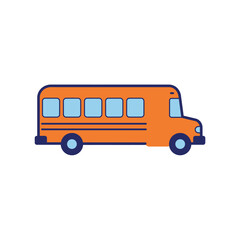 Cartoon Style Orange School Bus with Blue Windows and Trim Illustration
