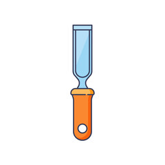 Colorful Vector Illustration of a Chisel Tool with Orange Handle and Blue Blade