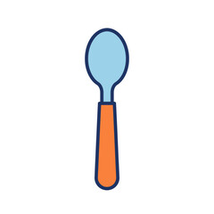 Simple Outline of a Light Blue Spoon with an Orange Handle
