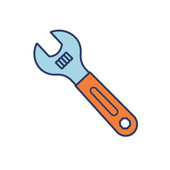 Vector Illustration of an Adjustable Wrench with Blue and Orange Colors