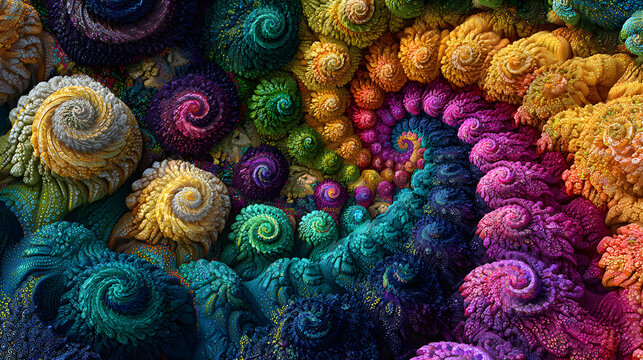 bright multicolored spirals twisting infinitely with intricate fractal details forming a vibrant and hypnotic abstract pattern full of motion and complexity - Powered by Adobe