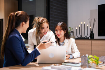 Business people, coach at office for internship program or training staff. Businessman, executive...