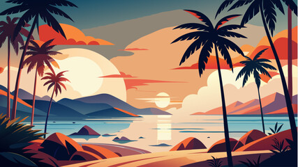 Fototapeta premium tropical beach with palm trees