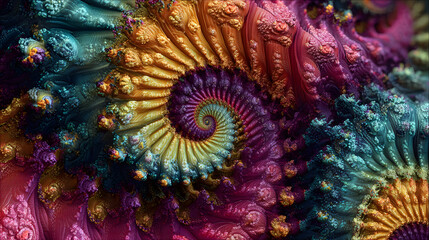 bright multicolored spirals twisting infinitely with intricate fractal details forming a vibrant and hypnotic abstract pattern full of motion and complexity