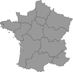 Simple Map of France in Grey Silhouette