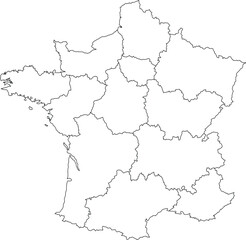 Outline Map of France with Provincial Borders 