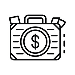 Fototapeta premium A black and white image of a briefcase with a dollar sign on it