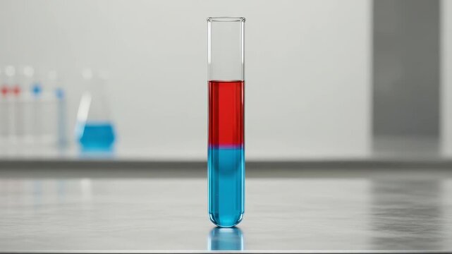 Animated Chemistry Experiment with Mixing Liquids in Test Tubes for Scientific Research and