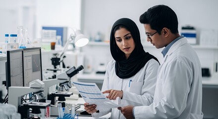Collaborative Research in a Modern Lab: Scientists Examining Data