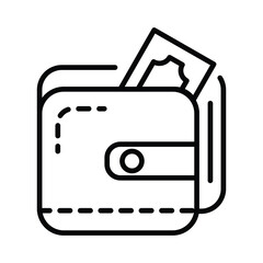 Blackline wallet icon with visible cash