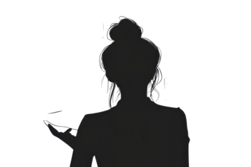 Woman reviewing board notesvector illustration isoleted on white background in silhouette .