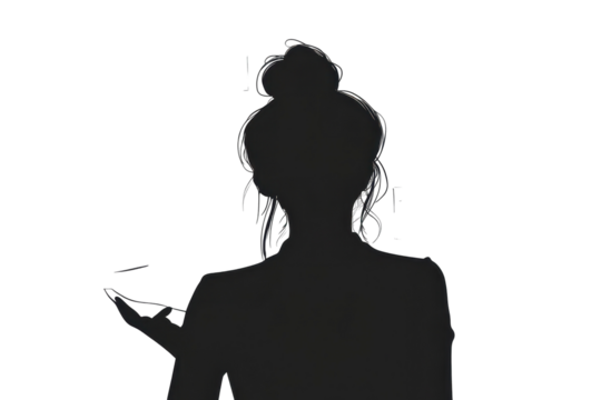 Woman reviewing board notesvector illustration isoleted on white background in silhouette .