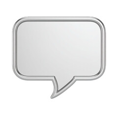 Fototapeta premium Silver chat bubble icon. 3d rendering isolated on white background. Cartoon plastic style