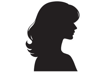 Stylized Female Profile Silhouette with Flowing Hair, Ideal for Beauty, Hairdressing, and Fashion Branding, beauty salon hair cutting concept