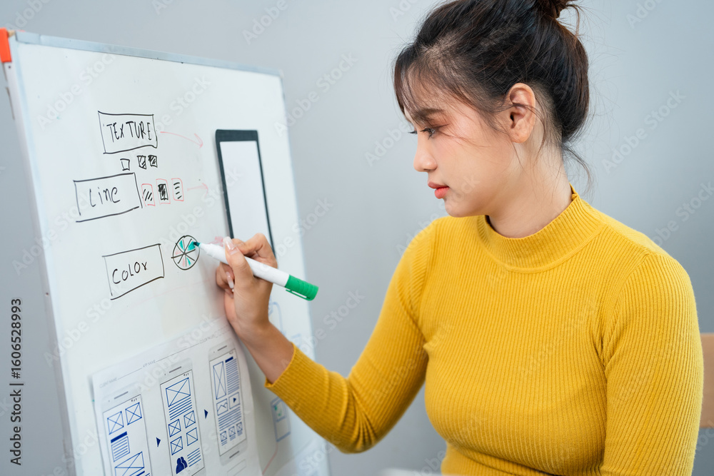 Poster website development ui ux front end designer sketching wireframe layout design mockup for responsive