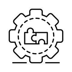 Interlocking Puzzle Pieces Within a Gear Symbolizing Teamwork and Solutions