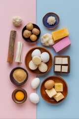 Ingredients of Tradition — Japanese Confectionery Tools on Color Split