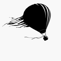 Obraz premium Black Silhouette of a Hot Air Balloon with Ripped Fabric in Flight