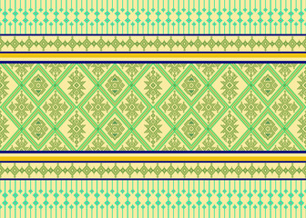 Cross stitch colorful geometric traditional Thai element ethnic pattern seamless.  Creative border embroidery pixel art.