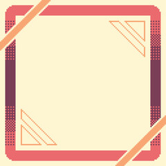 Orange Lofi Tone Gradient Frame Template on Cream Backdrop, Pixel Art Style