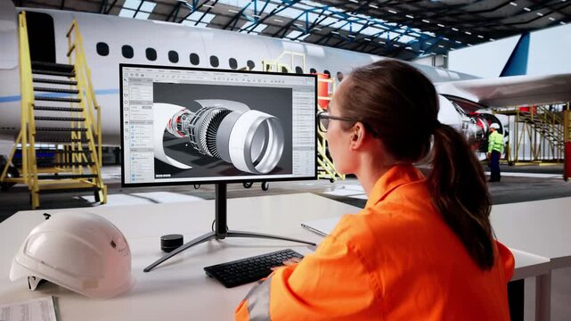 Engineer Performing Aircraft Engine Maintenance