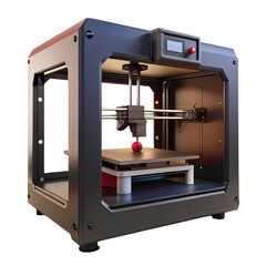 3D Printer in Action Creating a Red Object
