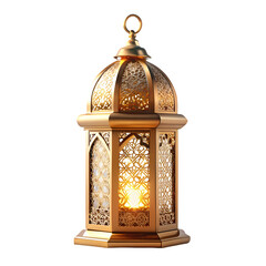 Ornate Gold Metal Lantern with Intricate CutOut Design and Warm Light