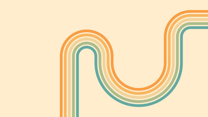 Abstract background of rainbow groovy Wavy Line design in 1970s Hippie Retro style. Vector pattern ready to use for cloth, textile, wrap and other.