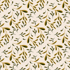 Fototapeta premium Brown Leaves Nature Seamless Pattern Background Design