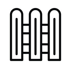 A simplified illustration of a fence with three posts and two horizontal rails