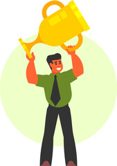 Winner Businessman – Success and Achievement in Career