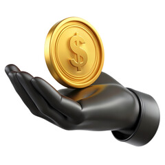 Golden Dollar Coin in a Hand