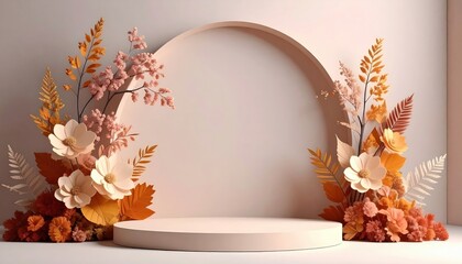 Elegant floral display in a soft beige setting event decor inspiration modern design indoor environment artistic viewpoint