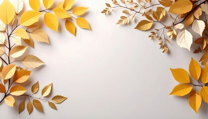 Autumn leaves arrangement studio decorative elements minimalist top-down view seasonal aesthetic
