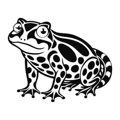 Monochrome Spotted Frog Illustration Capturing the Essence of Wildlife with Striking Contrast and Bold Lines Depicting a Unique Amphibian