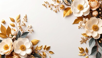 Elegant floral arrangement studio digital art minimalist design top view nature-inspired aesthetics