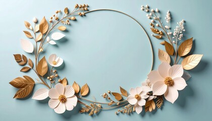 Elegant floral wreath design studio setting digital art creative environment top view home decor concept